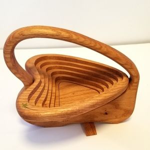 Collapsible Wooden Vintage Heart Basket
